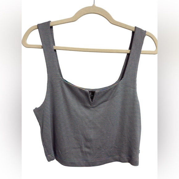 NWOT Volcom “Lived in Lounge”Multicolor Striped Crop Tank Top, Size M - Picture 1 of 7
